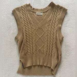 Cable Knit Tan Sweater Vest